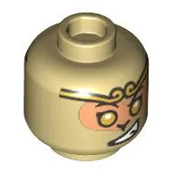 Minifig Head Monkie King, Gold Eyes, Headband, Medium Nougat Eyemask/Eyeshadow, Lopsided Grin/Crying print