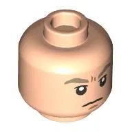 Minifig Head Draco Malfoy, Dark Tan Eyebrows, Angry Frown / Scared with Open Mouth print