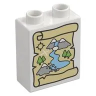 Duplo Brick 1 x 2 x 2 with Treasure Map, Mountains, River print