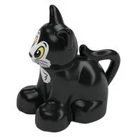 Duplo Animal Cat / Kitten Sitting, White Face, Bright Light Yellow Eyes print