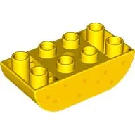 Duplo Brick 2 x 4 Curved Bottom with Bright Light Orange Dots print