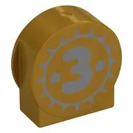 Duplo Brick 1 x 3 x 2 Round Top, Cut Away Sides with Dark Bluish Grey '3' print