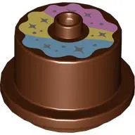Duplo Food 2 x 2 Round Cake with Stud on Top with Bright Light Blue/Bright Light Yellow/Bright Pink Frosting print