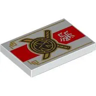 Tile 2 x 3 with Red Banner, Golden Shield/Weapon print