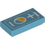 Tile 1 x 2 with White Battery print