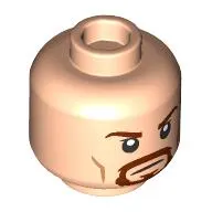 Minifig Head Boromir, Reddish Brown Eyebrows, Moustache, Beard, Mean Smile/Angry Stare print