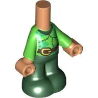 Microdoll Body Pants Dark Green with Bright Green, Reddish Brown Belt, Nougat Hands print