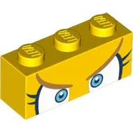 Brick 1 x 3 with White and Blue Eyes, Angry Brown Eyebrows, Eyelashes print
