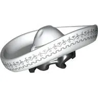 Hair and Hat, Sombrero with Black Hair, Silver Decorations print