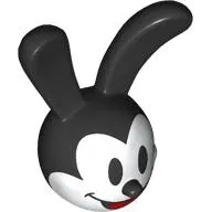 Minifig Head Special with Large Black Ears print (Oswald the Lucky Rabbit)