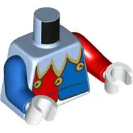 Torso, Blue/Red Jester Outfit, Bells print, Odd Arms, Left Red Arm, Right Blue Arm, White Hands