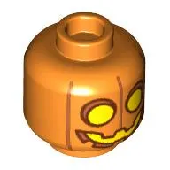 Minifig Head Pumpkin, Yellow Eyes/Mouth Print