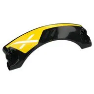 Technic Panel Car Mudguard Arched 9 x 2 x 3, Arched Top #42 with Yellow Paint, White X print