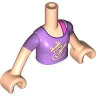 Minidoll Torso Girl with Lavender Shirt, Dark Pink Strap print, Light Nougat Arms and Hands