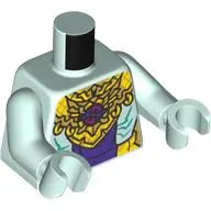 Torso, Gold Chains/Necklace, Yellow Belt, Dark Purple/Magenta Decorations print, Light Aqua Arms and Hands