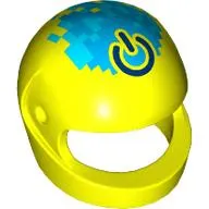 Helmet, Standard with Dark Blue On/Off Button on Medium Azure/Dark Azure Background print