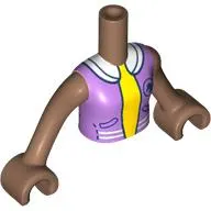 Minidoll Torso Girl with Medium Lavender Jacket, White Trim, Dark Blue Horse, Yellow Shirt print, Medium Brown Arms and Hands