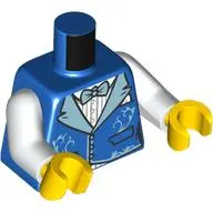 Torso Jacket, Medium Azure Lapels, Bow Tie, White Shirt print, White Arms, Yellow Hands