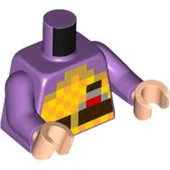 Torso, Minecraft Pixelated Fire, Dark Brown Belt print, Medium Lavender Arms, Light Nougat Hands