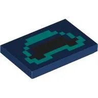 Tile 2 x 3 with Pixelated Black/Dark Turquoise Shapes print