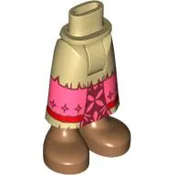 Minidoll Hips and Skirt with Ankles, Coral Panel with Ties Print