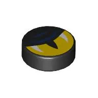 Tile Round 1 x 1 with Half Closed Yellow Eye, Dark Blue Stripes print
