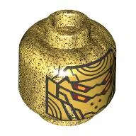 Minifig Head Imperium Claw Droid, Gold Metal Plating, 4 Bright Light Orange Eyes print