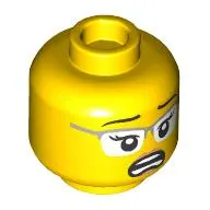 Minifig Head Gayle Gossip, Glasses, Open Mouth / Worried Print