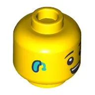 Minifig Head, Eyebrows, Dark Turquoise Hearing Aid, Surprised Print