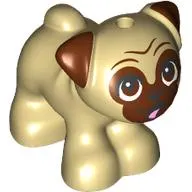 Animal, Dog, Pug - Standing with Reddish Brown Eyes, Face and Ears Print (Dango)