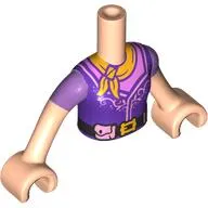 Minidoll Torso Girl with Dark Purple Vest, Bright Pink Shirt, Bright Orange Scarf, Black Belt print, Light Nougat Arms and Hands