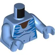 Torso, Bare Chest, Dark Azure/Dark Blue Markings, Dark Brown Neck print, Medium Blue Arms and Hands