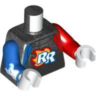 Torso, Odd Arms, Race Jacket with Red and Blue Trim, Flaming 'RR' Print, Left Red Arm, Right Blue Arm, White Hands