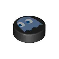 Tile Round 1 x 1 with Medium Blue Ghost print
