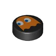 Tile Round 1 x 1 with Orange Ghost print