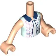 Minidoll Torso Girl with Light Aqua Jacket, Lavender Decorations, Dark Blue Trim, White Shirt print, Light Nougat Arms and Hands
