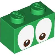 Brick 1 x 2 with Brown Eyes Print