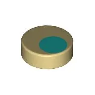 Tile Round 1 x 1 with Dark Turquoise Circle print