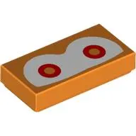 Tile 1 x 2 with White Eyes, Red/Orange Pupils print