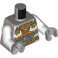 Torso, Gold/Orange/Dark Turquoise Asian Decorations print, White Arms, Light Bluish Gray Hands