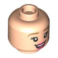 Minifig Head Rapunzel, Nougat Eyebrows, Coral Lips, Open Mouth Smile / Crooked Smile print