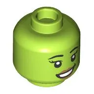Minifig Head She-Hulk, Nougat Lips, Lopsided Grin / Open Mouth Smile