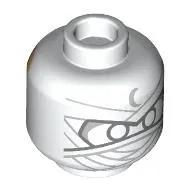 Minifig Head Moon Knight, White Eyes, Wrapped Face, Silver Moon / Light Nougat Face, Stubbles print