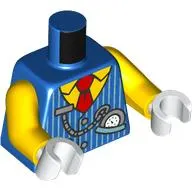 Torso, Bright Light Blue Striped Vest, Yellow Shirt, Red Tie, Pocketwatch print, Yellow Arms, White Hands