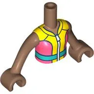 Minidoll Torso Girl with Medium Brown Arms and Hands, Dark Turquoise/Coral/Dark Blue/Yellow Jacket