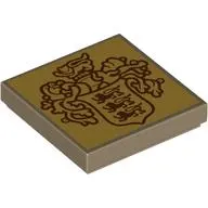 Tile 2 x 2 with Reddish Brown Crest on Gold Background print