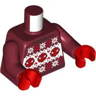 Torso, Christmas Sweater, Red Spider-Man Faces, White Snowflakes print, Dark Red Arms, Red Hands