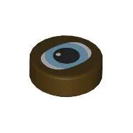Tile Round 1 x 1 with White Eyes, Bright Light Blue Iris, Black Pupil print