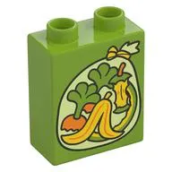 Duplo Brick 1 x 2 x 2 with Trash Bag, Banana Peel, Apple Core, Carrot Tops print