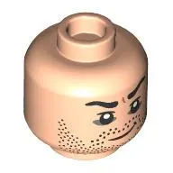 Minifig Head Scabior, Eyebrows, Stubbled Beard, Complacent Smirk / Scared print